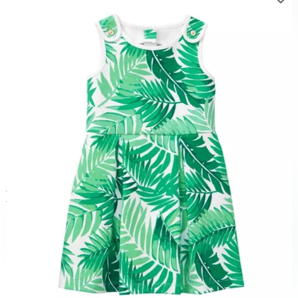 Janie And Jack‎ Size 12-18 Months Palm Ponte Dress In Jungle Green Palm Print